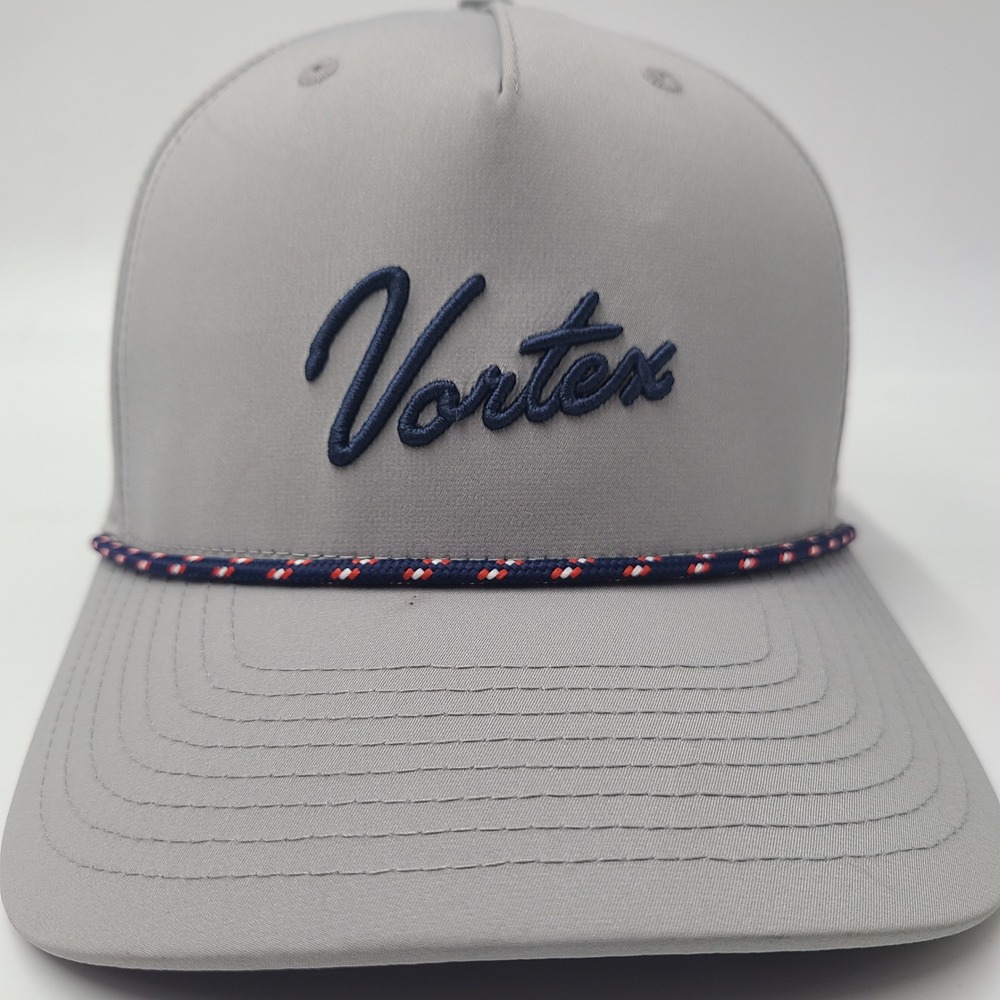 Vortex Golf Hat Snapback Gray Blue Red Rope Laser Cut Mesh Performance Script - Picture 2 of 14